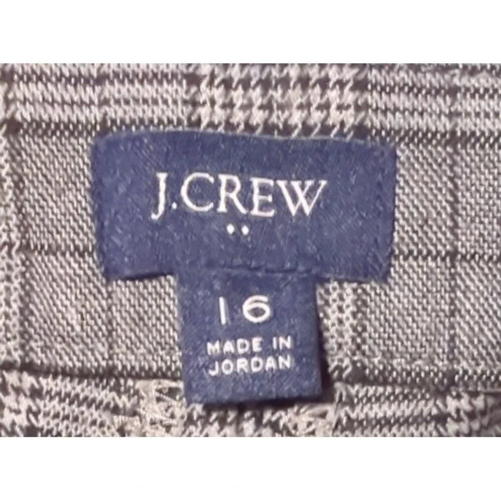 J.Crew Grey Glen Plaid Wide Leg Trousers High Rise Women's 16 W38 L29 Business